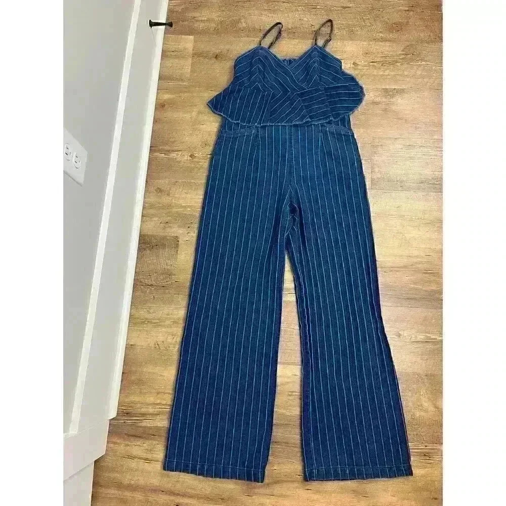 Anthropologie Blue Striped Jumpsuit